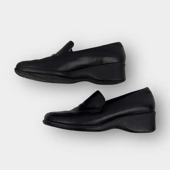 Rockport women's black leather wedge loafers slip on comfort work shoes 7.5M - Picture 3 of 8